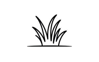 Simple black line drawing of a clump of grass on a white background