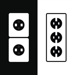 Electric Power Outlet and Plug Socket Icon Set Minimal Vector Illustration