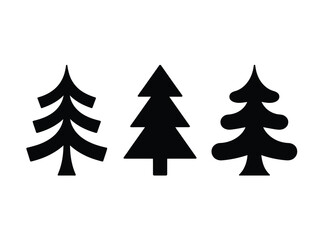 Fototapeta premium Three Black Stylized Christmas Trees on White Background