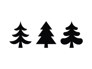 Fototapeta premium Three Black Stylized Christmas Trees on White Background 1