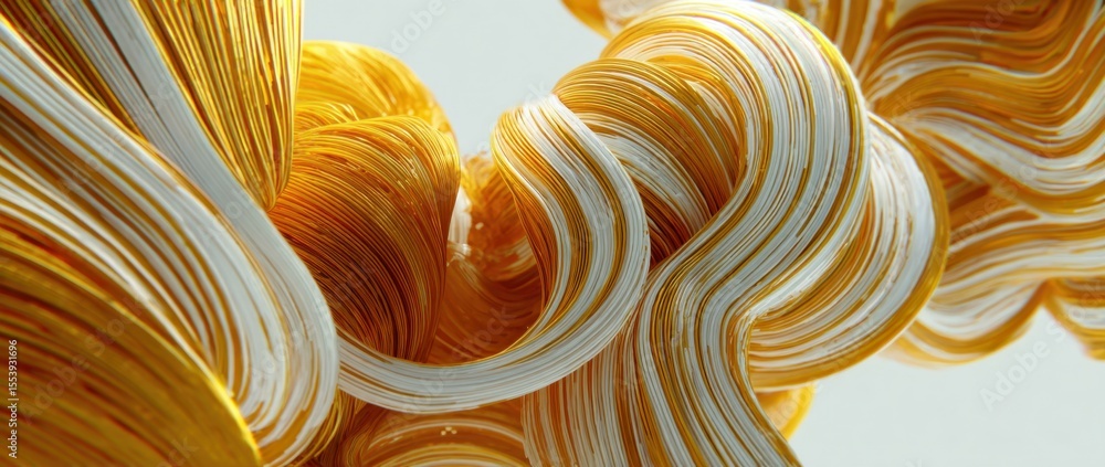 Poster gold lines swirl in a patterned background, against a white backdrop generative ai