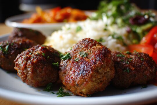 A detailed shot of a beef kofta dish