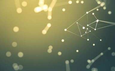 Fototapeta premium Abstract background. Molecules technology with polygonal shapes, connecting dots and lines. Connection structure. Big data visualization.
