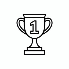 Simple outline icon of a first place trophy with the number one