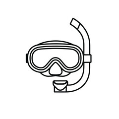 Simple line art icon of a snorkel mask for underwater exploration and swimming