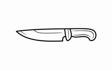 Simple outline drawing of a sharp kitchen knife with a curved handle