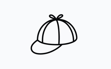 Simple black outline drawing of a baseball cap with a bow on top