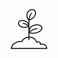 Simple outline icon of a young plant growing from the soil