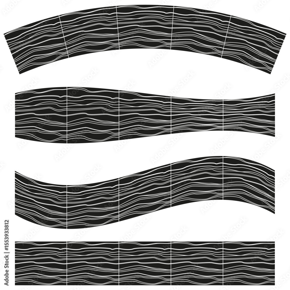 Aufkleber layer icon pattern. stacked strip symbol. black gradient vector. modern depth illustration.
