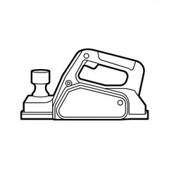 Black and white line drawing illustration of a power planer tool