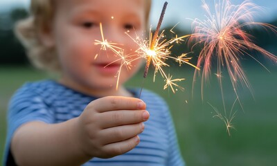 Childhood Sparkler Delight Festive Celebration Holiday Fun Outdoors