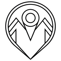 Simple black and white line art icons featuring directional location arrows