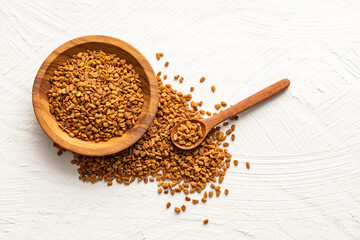 Fenugreek natural aromatic seeds - Trigonella foenum-graecum. Healthy food