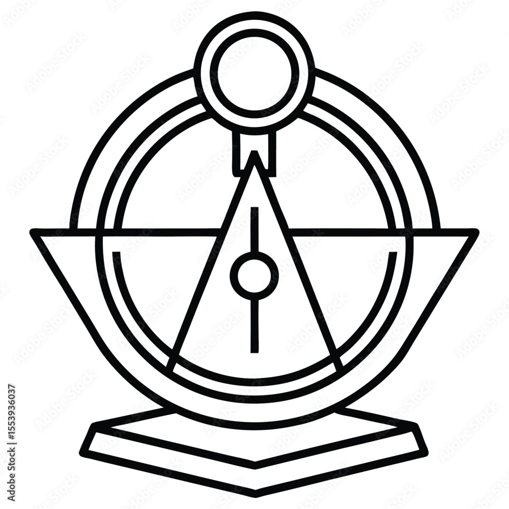 Poster clean black and white line art icons for various navigation tools and map elements