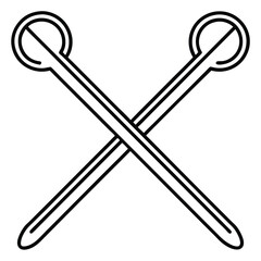 Clean line art icon of a crossed pin in black and white