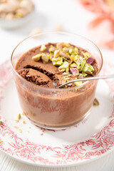 A single serving of delectable chocolate dessert