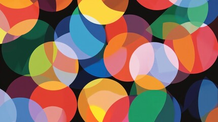 Colorful overlapping circles on black background