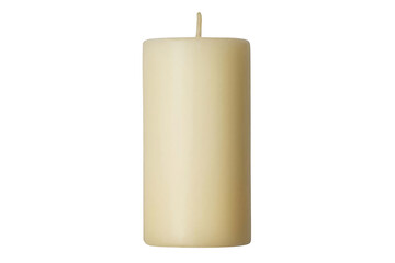 Ivory pillar candle illuminating serenity and simplicity isolated on transparent background