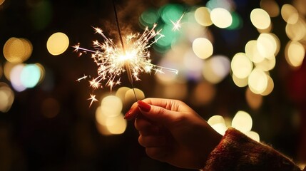 Sparkler held in hand at night
