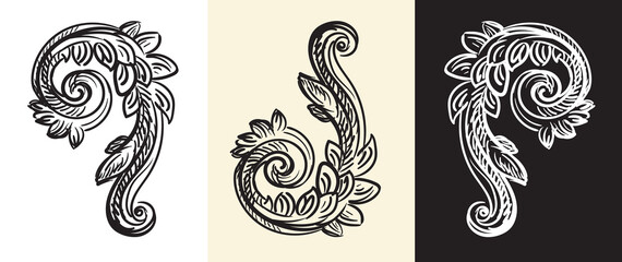 Floral vintage design element and monogram vector illustration