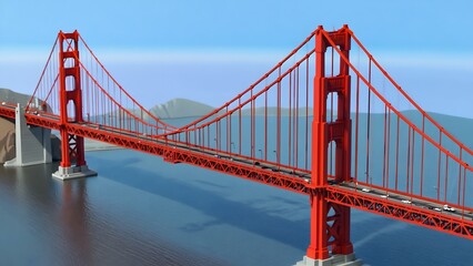 Fototapeta premium Golden Gate Bridge Suspension Structure Landmark