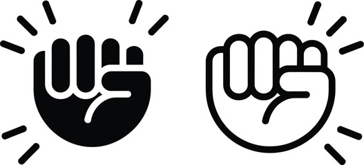 Two clenched fists one solid black and one outlined symbolizing power and unity