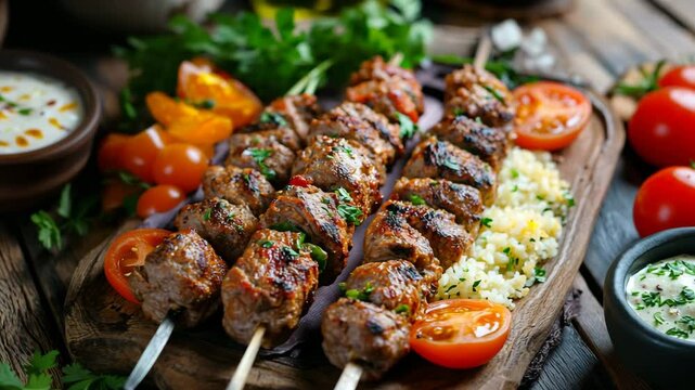shish kebab on skewers