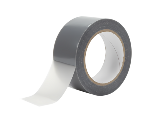 Roll of Gray Duct Tape Closeup Product Shot isolated on transparent baackground