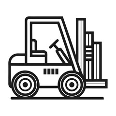 Simple line art forklift icon for logistics and industry