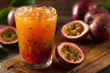 Passion fruit beverage Juice is a drink derived from the liquid of fruits and vegetables or flavored concentrates