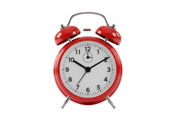Classic Red Alarm Clock A Timeless Timekeeping Design isolated on transparent baackground