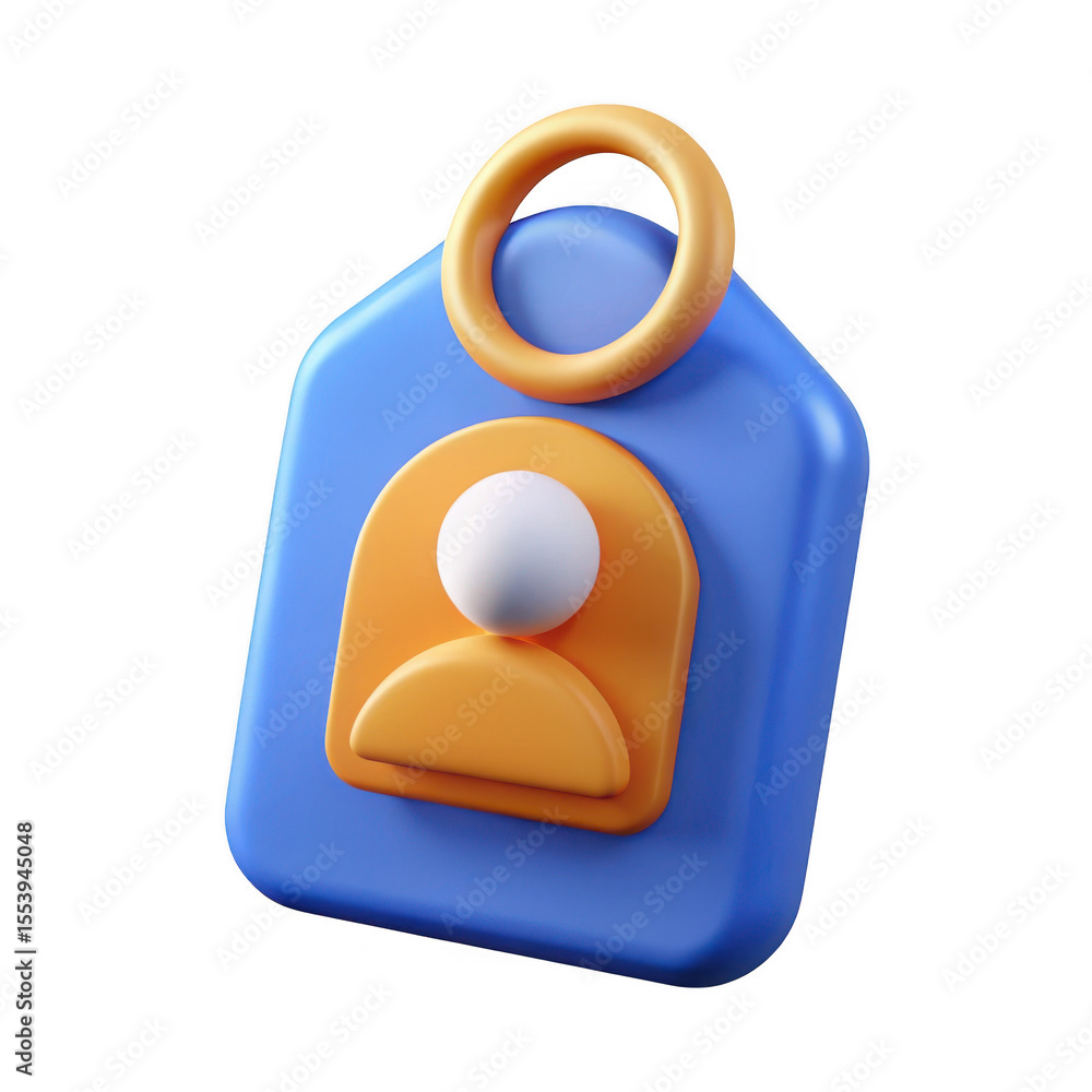 Poster 3d render of a blue and orange user profile icon isolated on transparent background