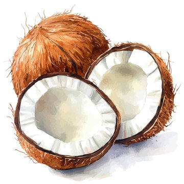 Coconut Slice, watercolor drawing vector, isolated on a white background.