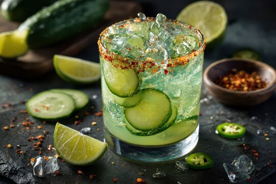 Lime spiced cucumber margarita a cool spring drink