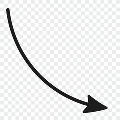 wavy curved Long arrow icon. long line arrow vector. flat style Arrow symbol. arrow on a white background.