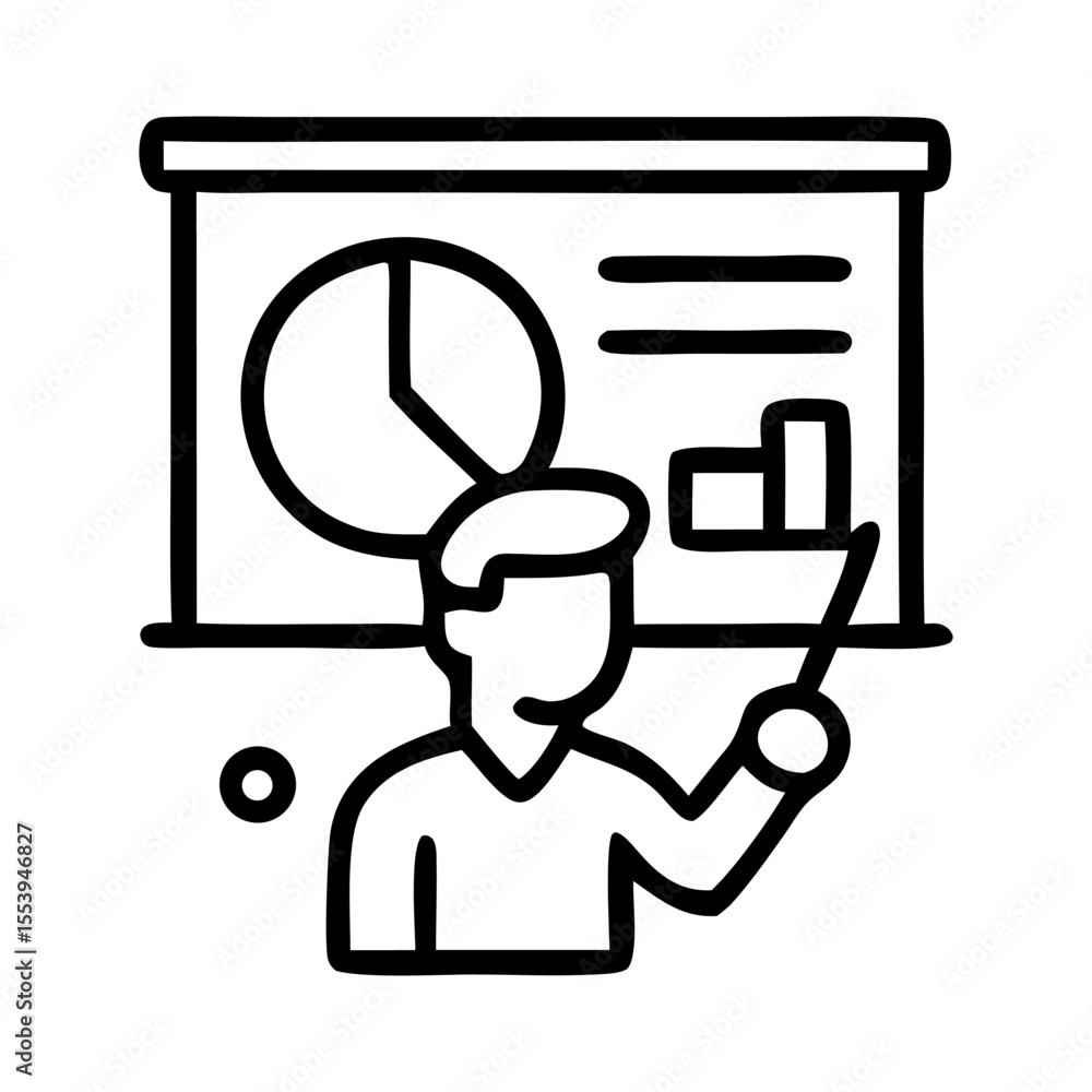 Aufkleber a person presenting data on a screen, using a pointer during a presentation.