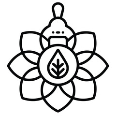 Elegant black and white line art flower icon for air freshener or fragrance products
