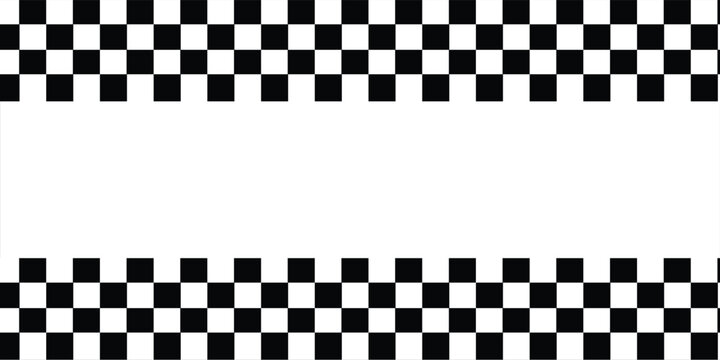 Black and white checkered rectangular frame. Square racing checkerboard pattern. Chessboard geometric pattern. Rally checkerboard pattern. Finish racing frame