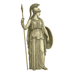 Obraz premium PNG Ancient warrior goddess illustration.