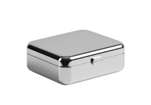Rectangular Metal Box with Lid isolated on transparent background