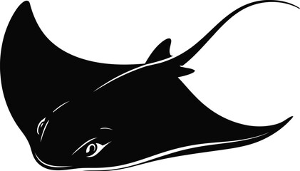 Fototapeta premium Manta Ray Silhouette Vector – Stylized Ocean Sea Creature Illustration