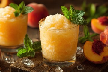 peach schnapps and rum slushie focused shot