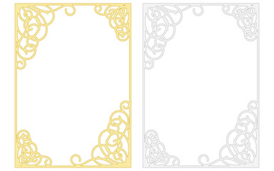 蔦をモチーフにしたアールヌーボー風の装飾枠。（金色と銀色のセット）