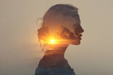 Philosophical idea Dawn and sensual woman