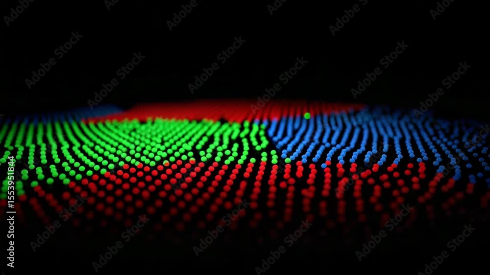 Aufkleber abstract field of illuminated green red and blue spheres on a dark surface pattern design