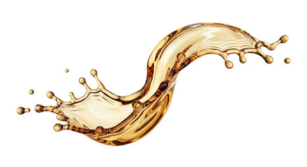 Golden brown liquid splash in motion