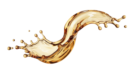 Golden brown liquid splash in motion