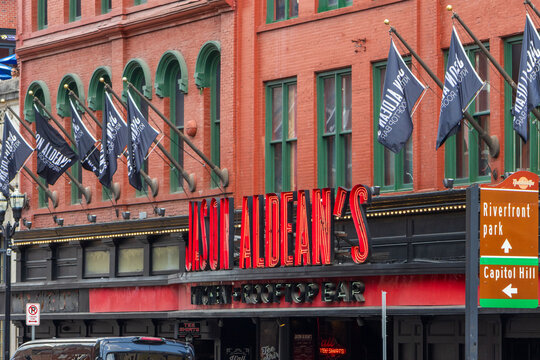 Jason Aldean kitchen and rooftop bar on Broadway street in downtown Nashville Tennessee USA