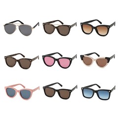 Collection of various sunglasses. Showing different styles and colors 