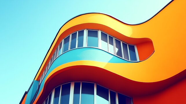 Low Angle of Modern Building with Wavy Design